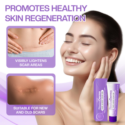LOVILDS® RevivaDerma Face & Body Scar Gel - Clinically proven to soften, flatten and fade surgical scars, acne marks, burns, keloids and trauma-related scars