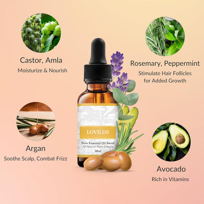 LOVILDS™ Natural Hair Growth Serum - 100% Pure Essential Oils