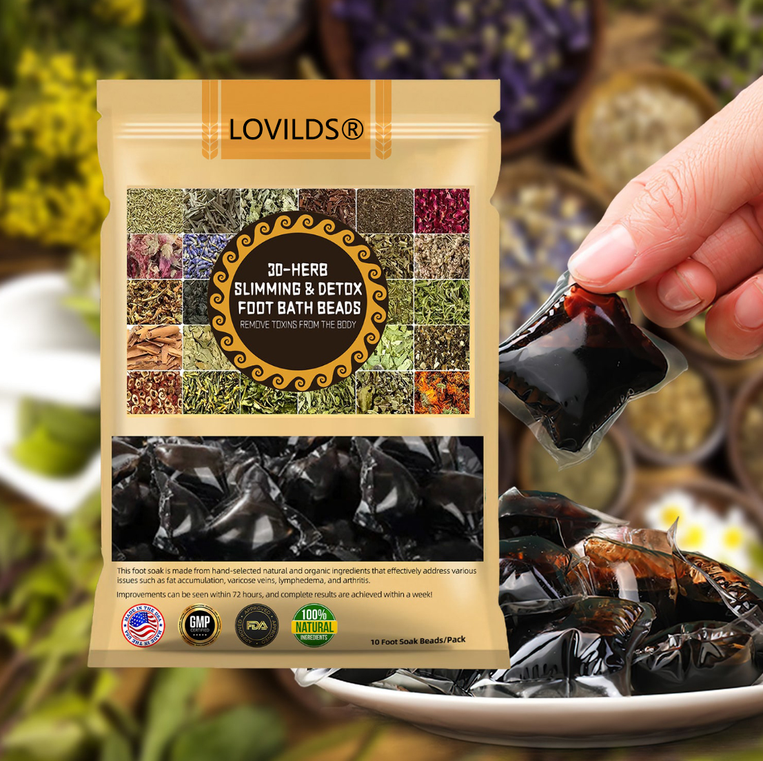 LOVILDS™ 30-Herb Slimming & Detox Foot Bath Beads-🦵👩‍⚕️(LANA Certification, Lymphatic Association of America)