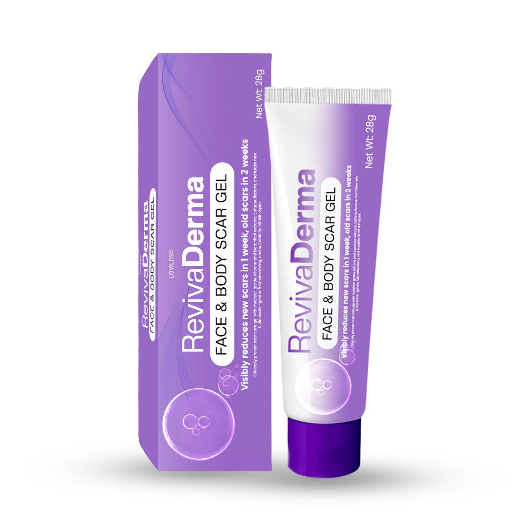 LOVILDS® RevivaDerma Face & Body Scar Gel - Clinically proven to soften, flatten and fade surgical scars, acne marks, burns, keloids and trauma-related scars